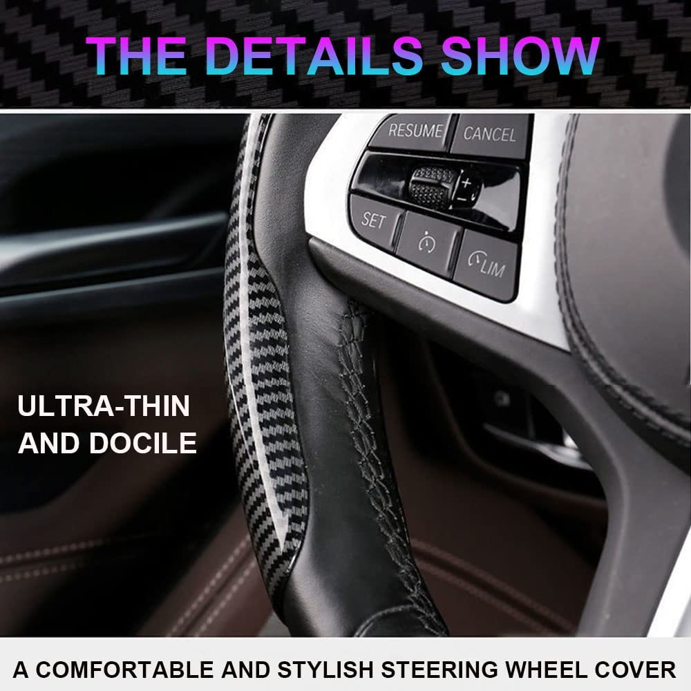Carbon Fiber Steering Wheel Cover – Non-Slip Universal Fit