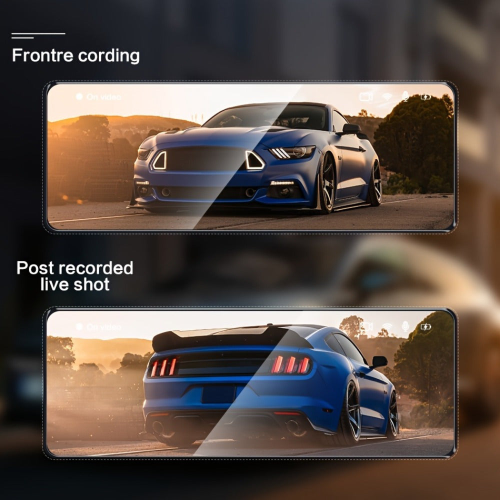 Dual Lens Dash Cam 1080P - 4.5" Mirror Dashcam Front & Rear