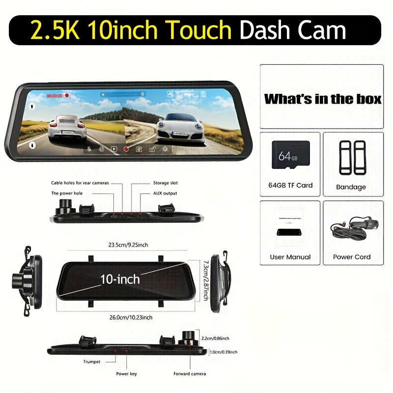 Smart Mirror Dash Cam with CarPlay & Android Auto
