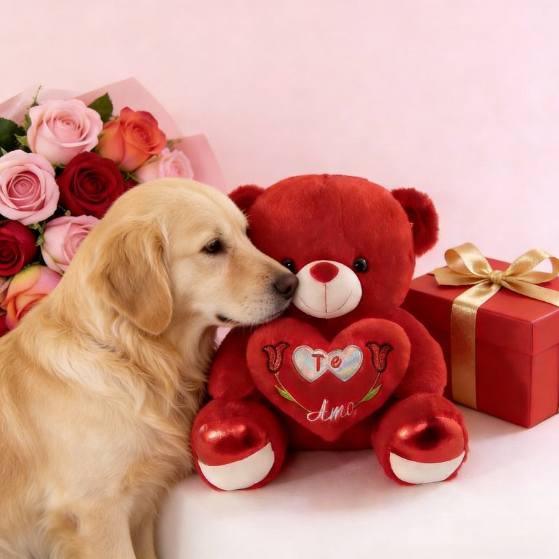 Cuddly Bear Plush Dog Toy - 12in Soft Chew Companion