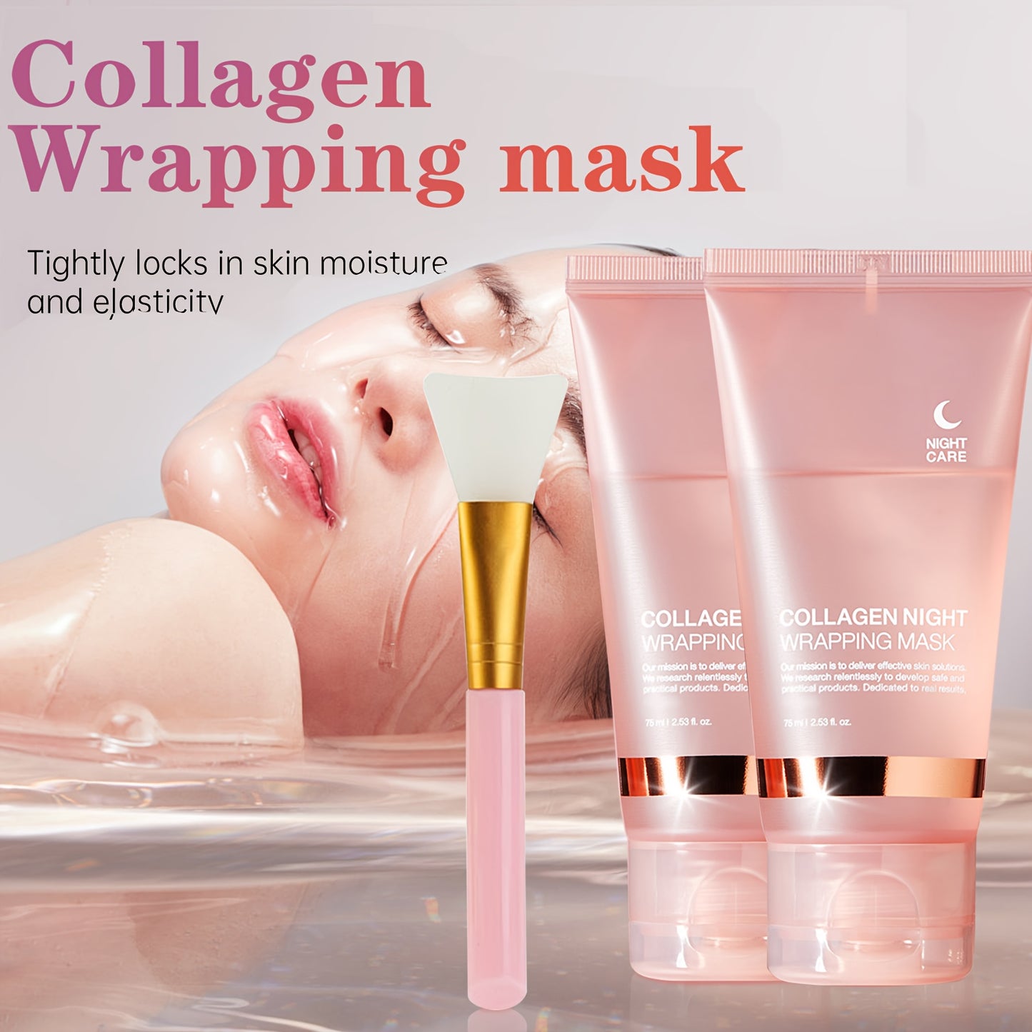 Collagen Night Wrap Mask with Jelly Brush - 2.54oz x2