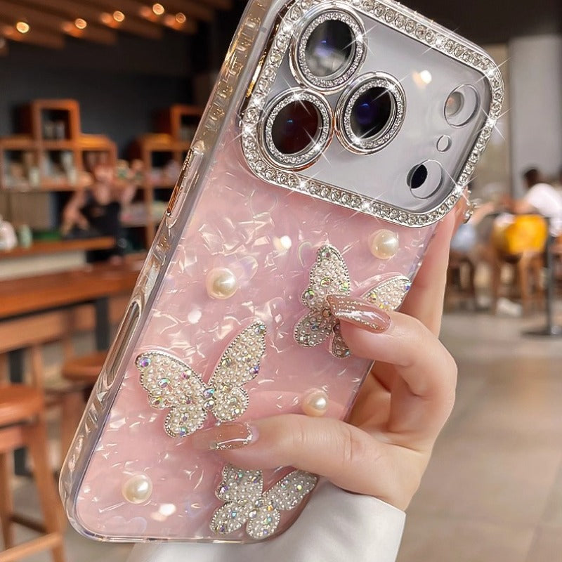 3D Pearl iPhone Case - Diamond Lens Protection