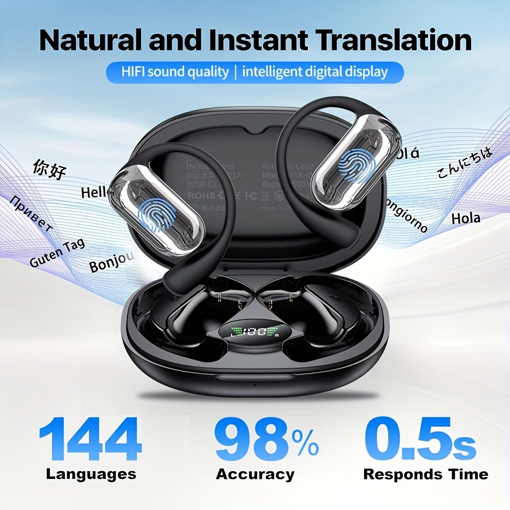 AI Translation Earphones - Open-Ear Bluetooth 5.4 Wireless