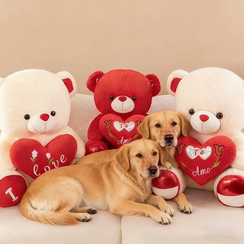 Cuddly Bear Plush Dog Toy - 12in Soft Chew Companion