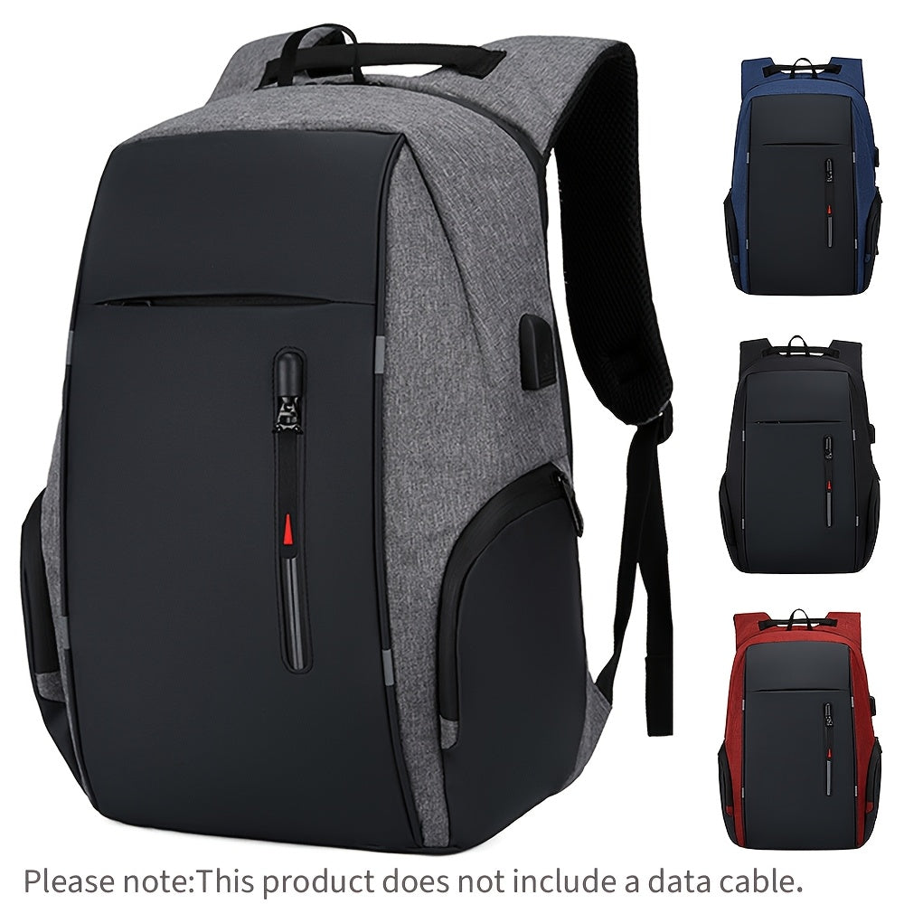 Anti-theft laptop backpack for men with large capacity, USB charging port, waterproof material, and ergonomic design for travel and business use