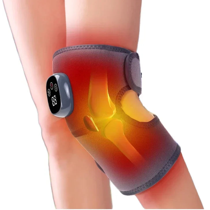 Heated knee massager with infrared therapy and vibration for pain relief and recovery
