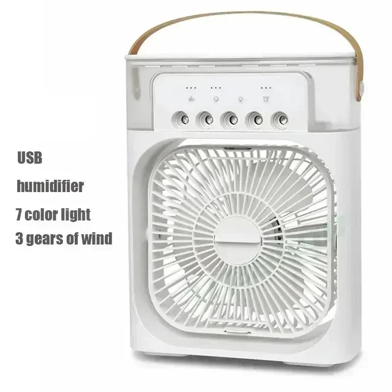 3-in-1 Mini Air Cooler Fan with Humidifier & LED Night Light – USB Portable