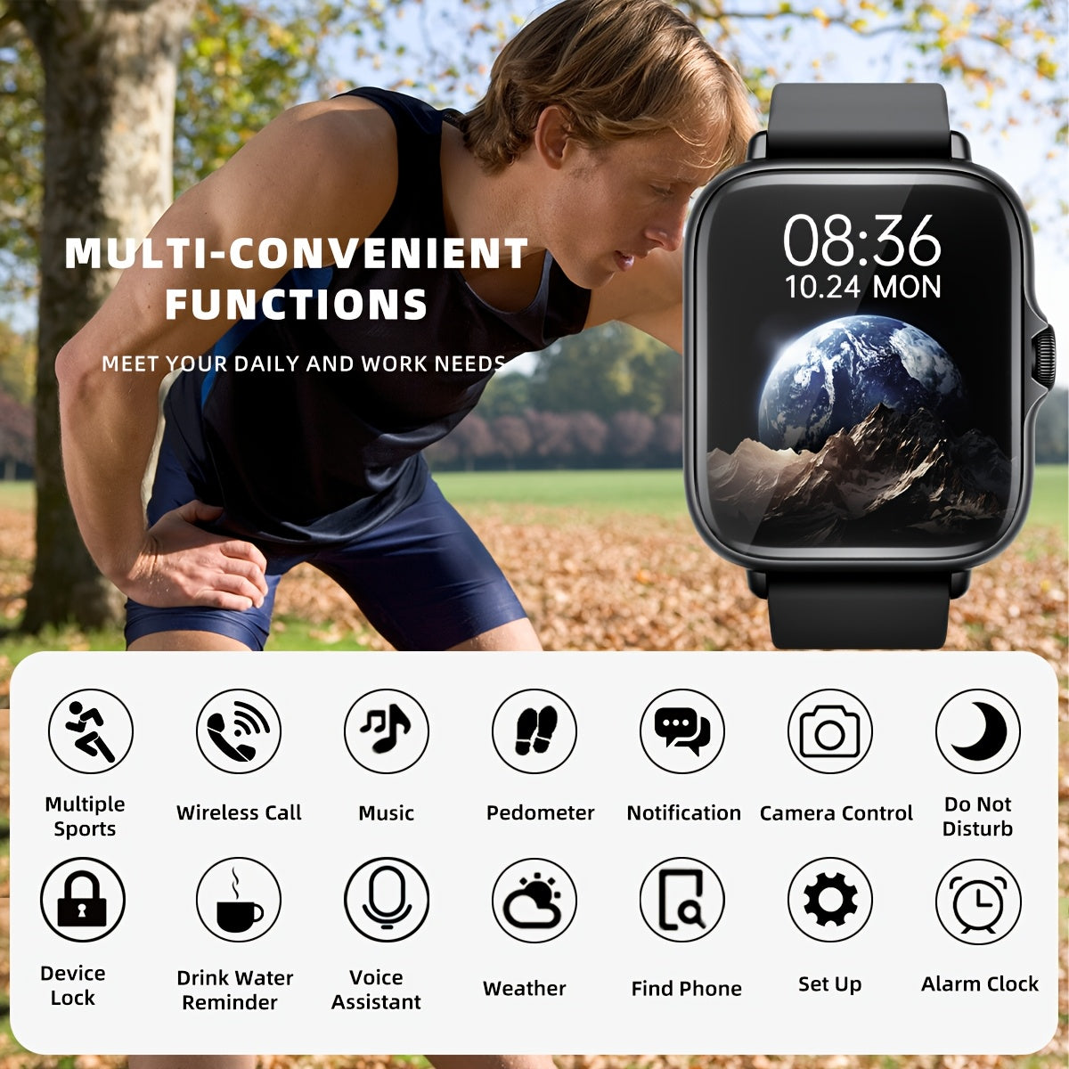 Sports Smartwatch 1.83" - Bluetooth Call & Fitness Tracker
