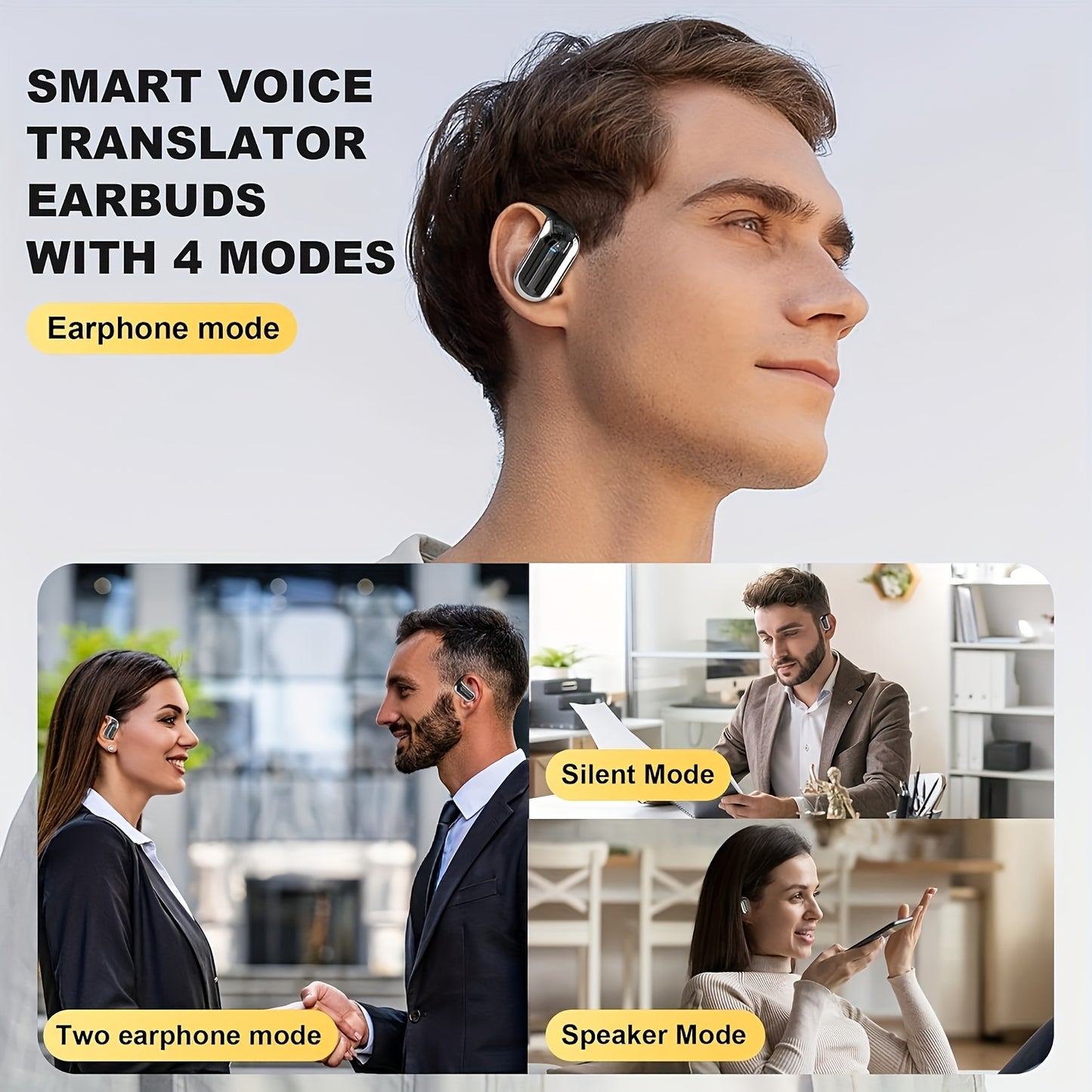 AI Translation Earphones - Open-Ear Bluetooth 5.4 Wireless