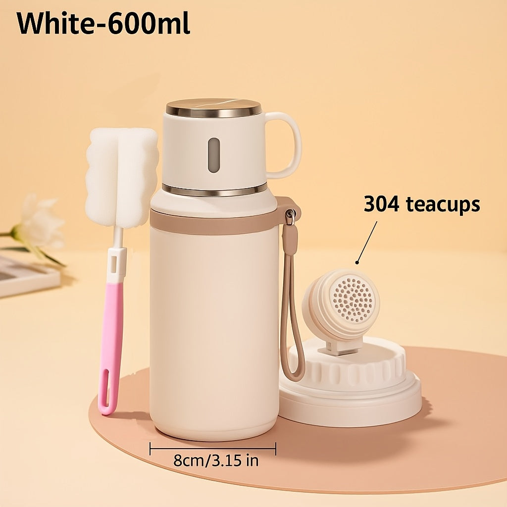 600ml Insulated Water Bottle - White