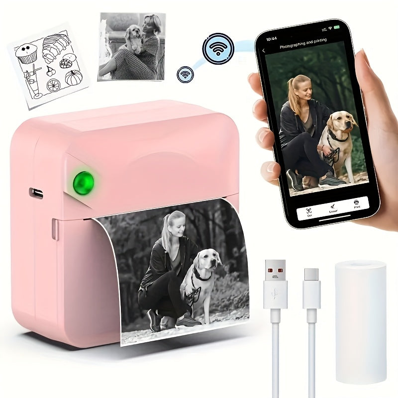 Portable Wireless Thermal Printer with Paper Roll