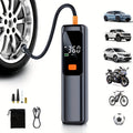 Portable digital air pump with LED display and automatic pressure detection for tires and sports balls