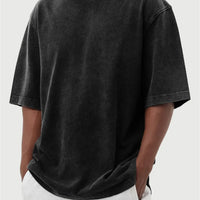 Mens Washed Color Distressed Pullover T-Shirt