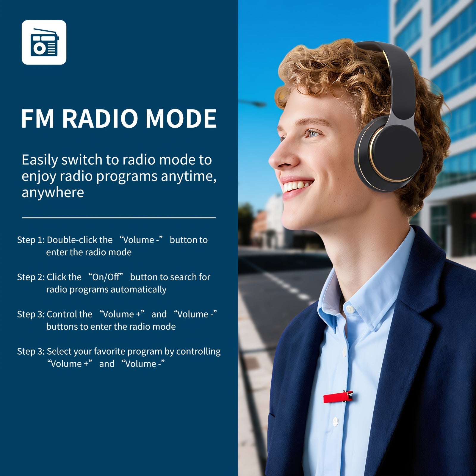 Wireless Foldable Over-Ear Headphones with Mic
