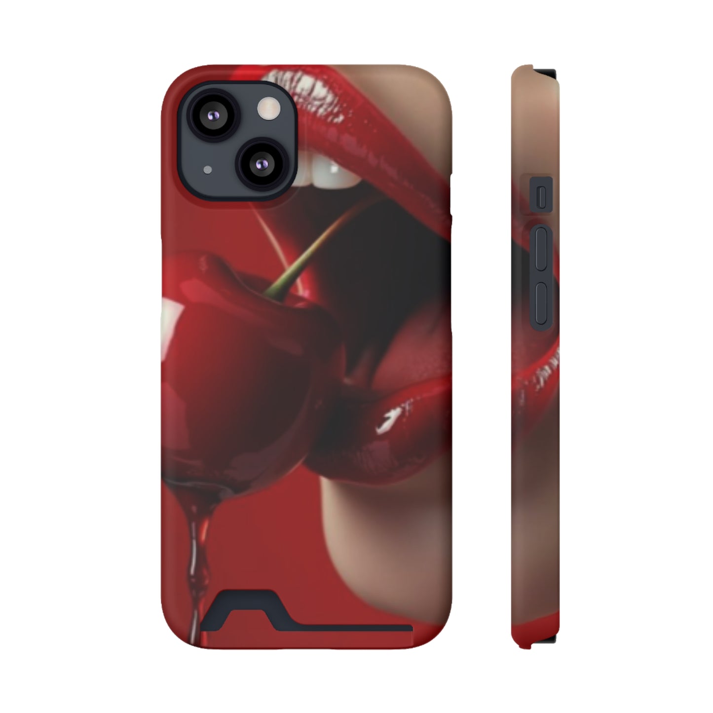 Sassy Cherry Lips Phone Case, Stylish Card Holder, Chic Accessory for Fashion Lovers, Gifts for Her, Fun Tech Jewelry