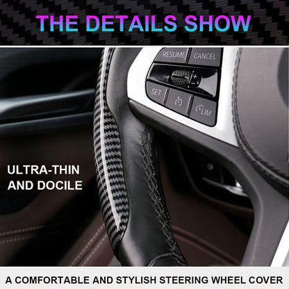 Upgrade Your Driving Experience With A Non-Slip Carbon Fiber Steering Wheel Cover!