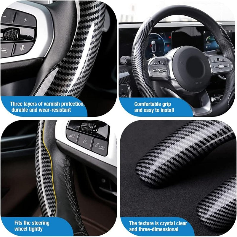 Carbon Fiber Steering Wheel Cover – Non-Slip Universal Fit