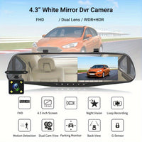 Dual Lens Dash Cam 1080P - 4.5" Mirror Dashcam Front & Rear