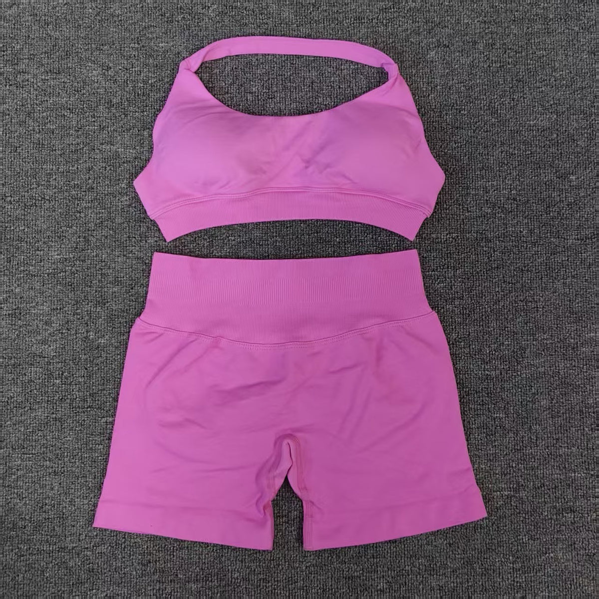 High Elastic Yoga Outfit Halter Bra Shorts Set