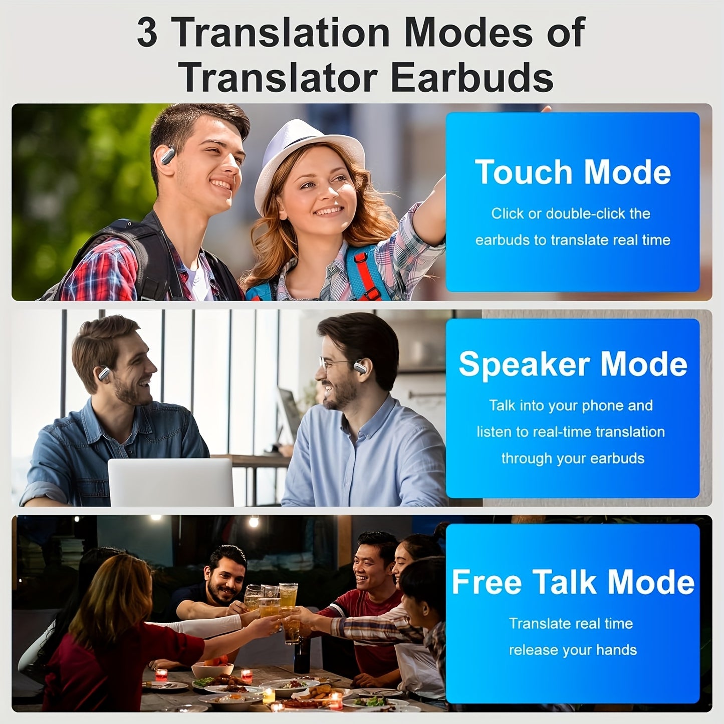 AI Translation Earphones - Open-Ear Bluetooth 5.4 Wireless