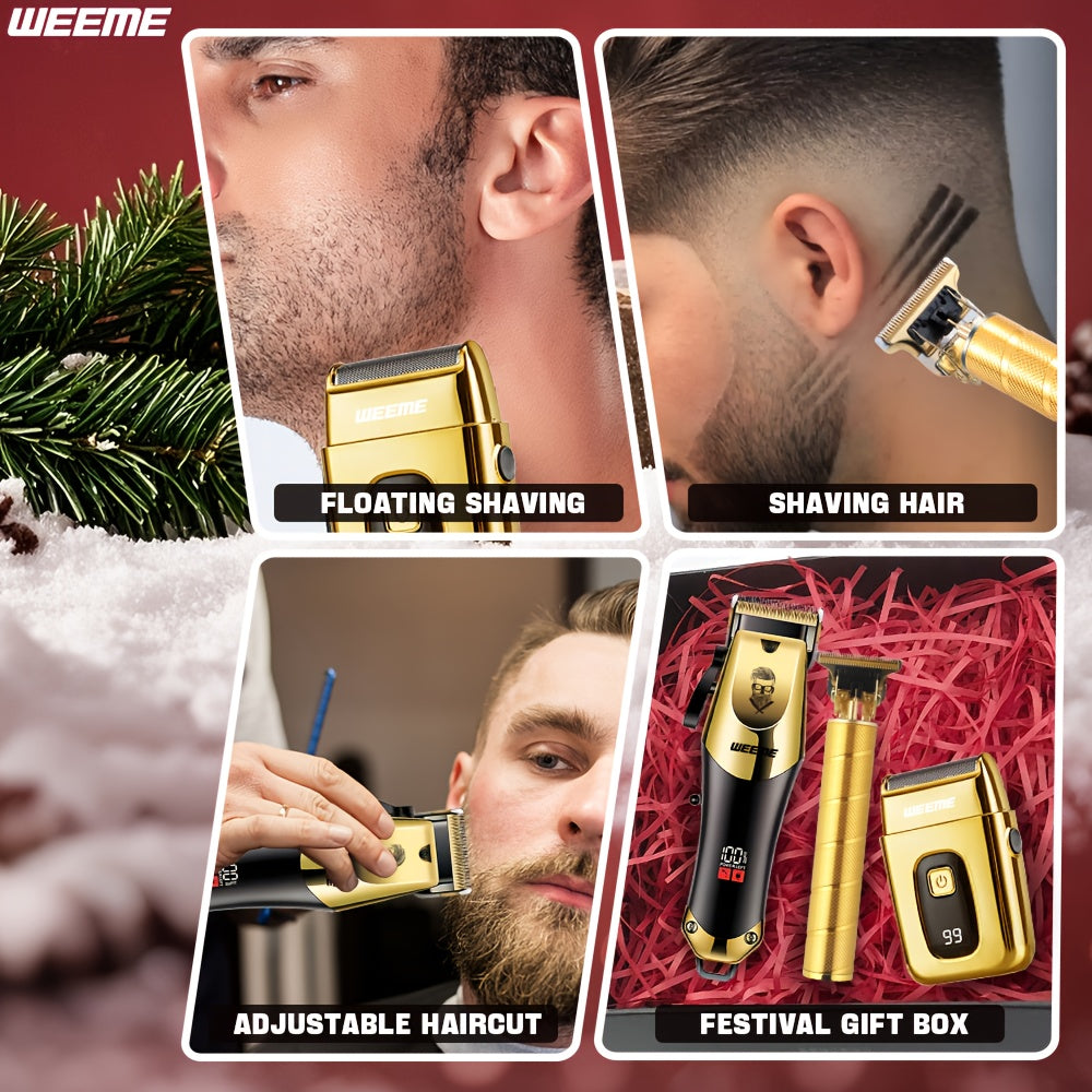 Professional Hair Clipper Set for Men – 3-Piece Grooming Kit