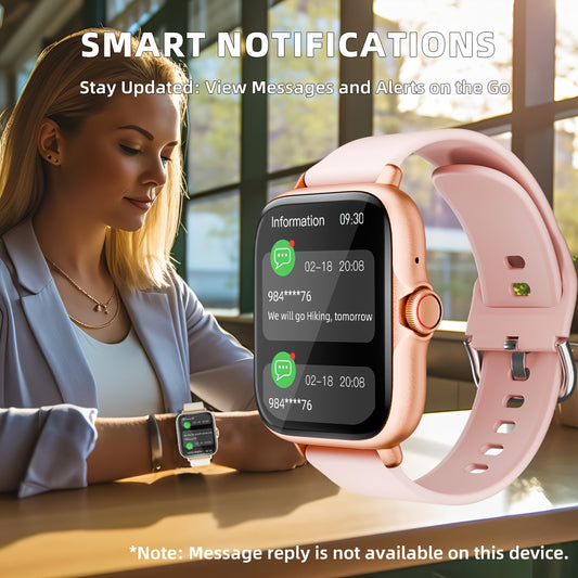 Sports smartwatch with 1.83-inch full-touch display showing fitness tracking and Bluetooth call features