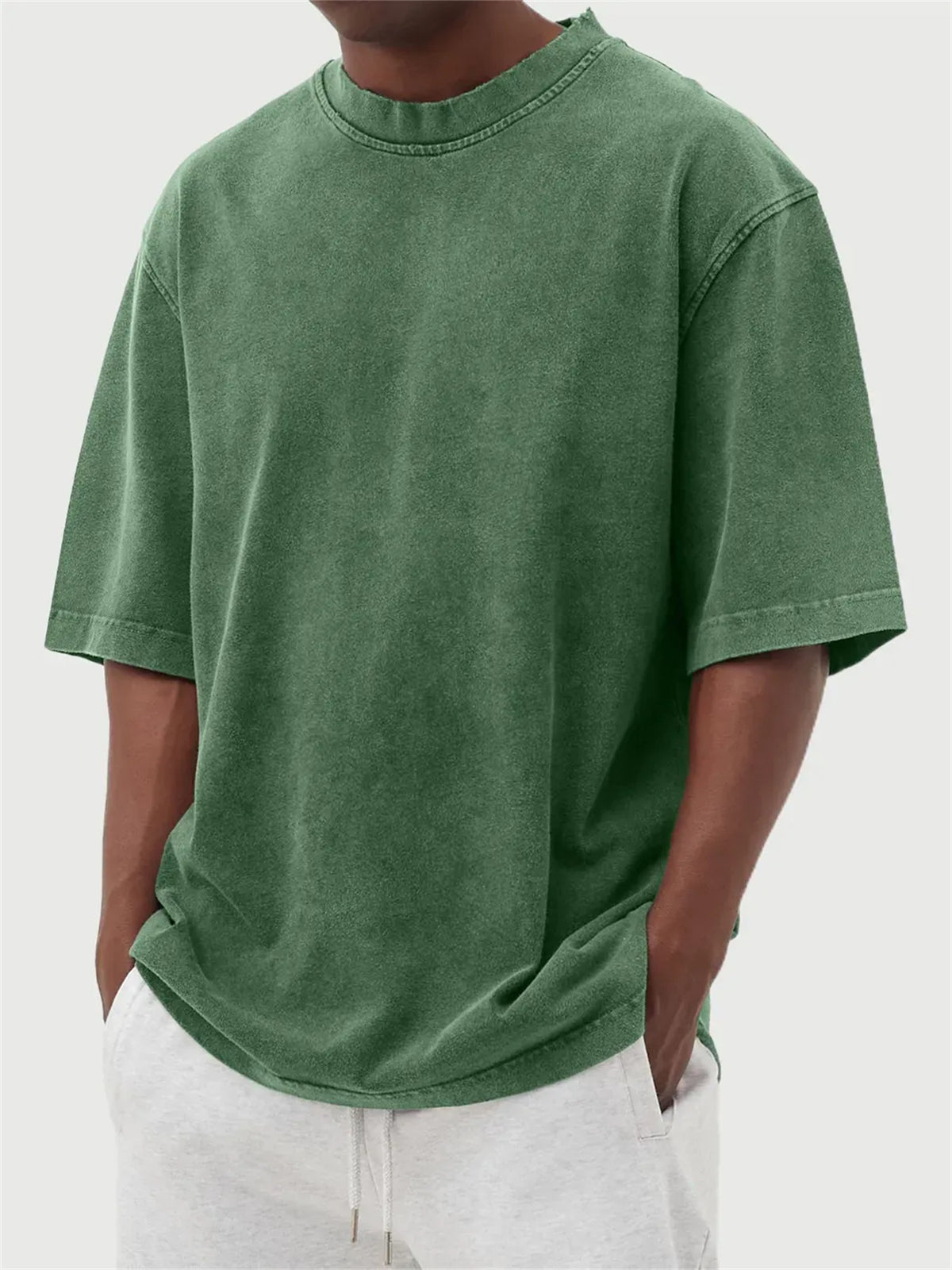 Men's Distressed Washed Pullover T-Shirt
