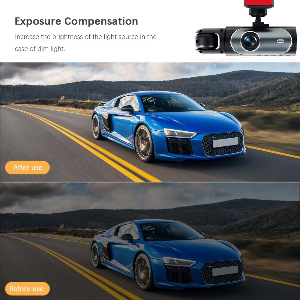 PODOFO 1080P Dual Dash Cam – Front & Interior Car Camera with Night Vision