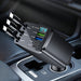 3-in-1 retractable car charger with two USB-C cables and compact design for tangle-free, fast charging in vehicles