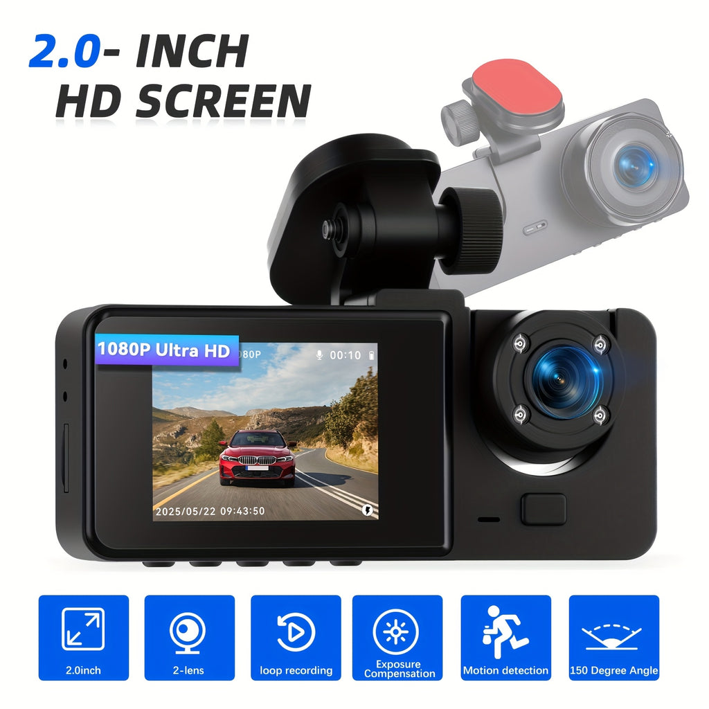 PODOFO 1080P Dual Dash Cam – Front & Interior Car Camera with Night Vision