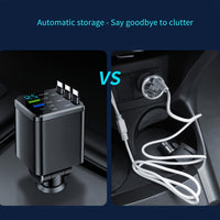 Retractable Car Charger with USB-C Cables