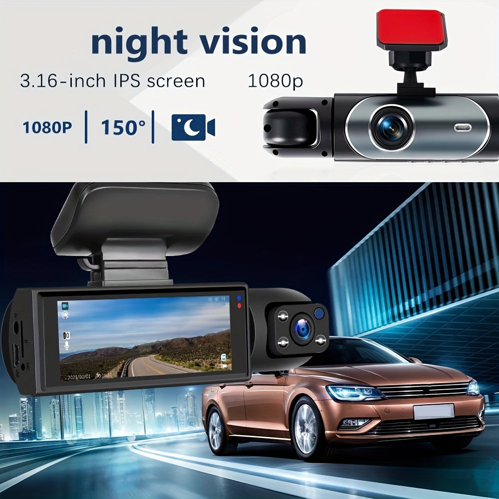 PODOFO 1080P Dual Dash Cam – Front & Interior Car Camera with Night Vision