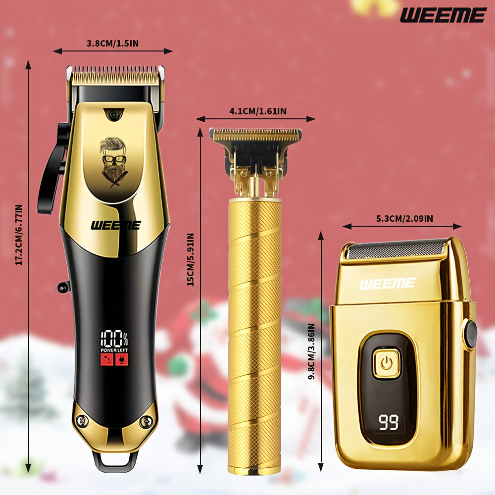 Professional Hair Clipper Set for Men – 3-Piece Grooming Kit
