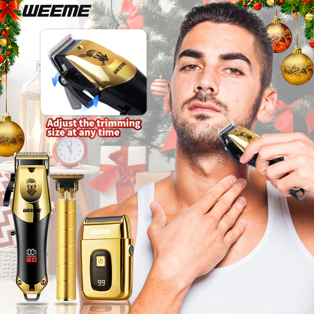 Professional Hair Clipper Set for Men – 3-Piece Grooming Kit