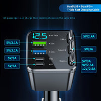 Retractable Car Charger with USB-C Cables