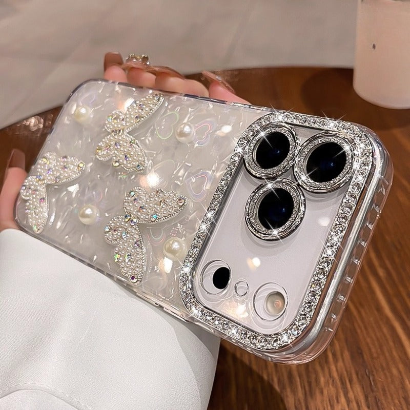3D Pearl iPhone Case - Diamond Lens Protection