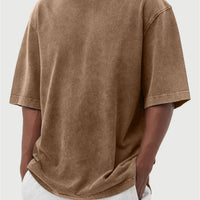 Mens Washed Color Distressed Pullover T-Shirt