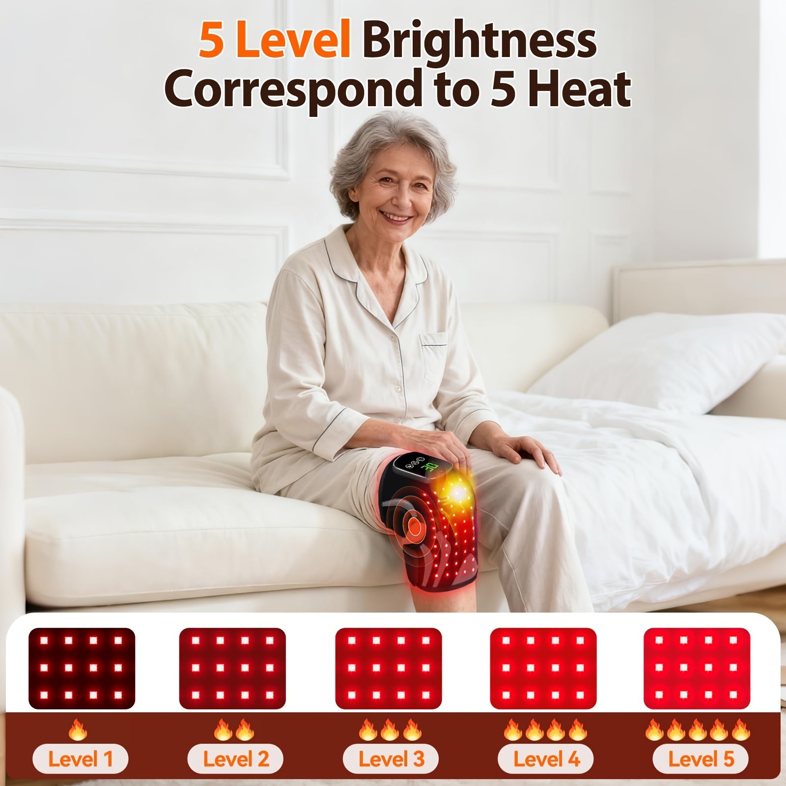 Heated Knee Massager with Vibration - Warming Knee Support Cushion