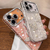 3D Pearl iPhone Case - Diamond Lens Protection