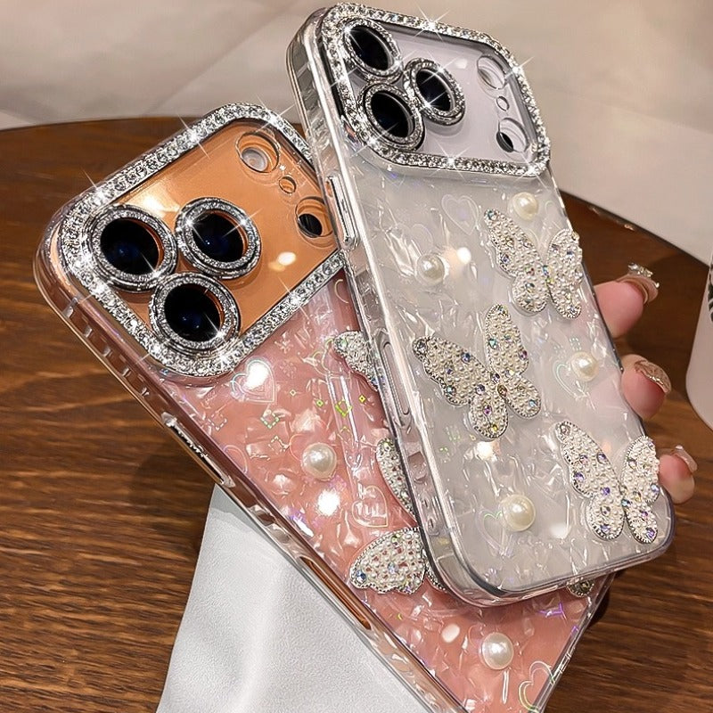 3D Pearl iPhone Case - Diamond Lens Protection