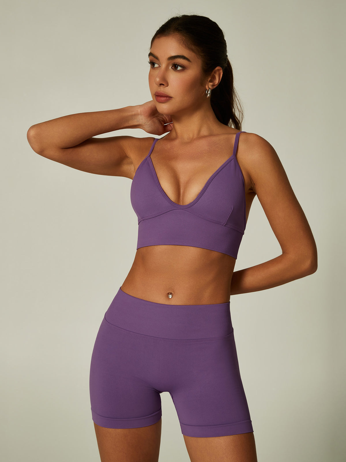 Seamless Ribbed Yoga Outfit Set – 2-Piece Activewear