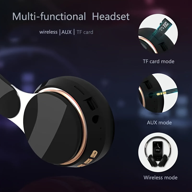Wireless Over-Ear Headphones with Mic & FM Radio – Foldable, 5 Colors