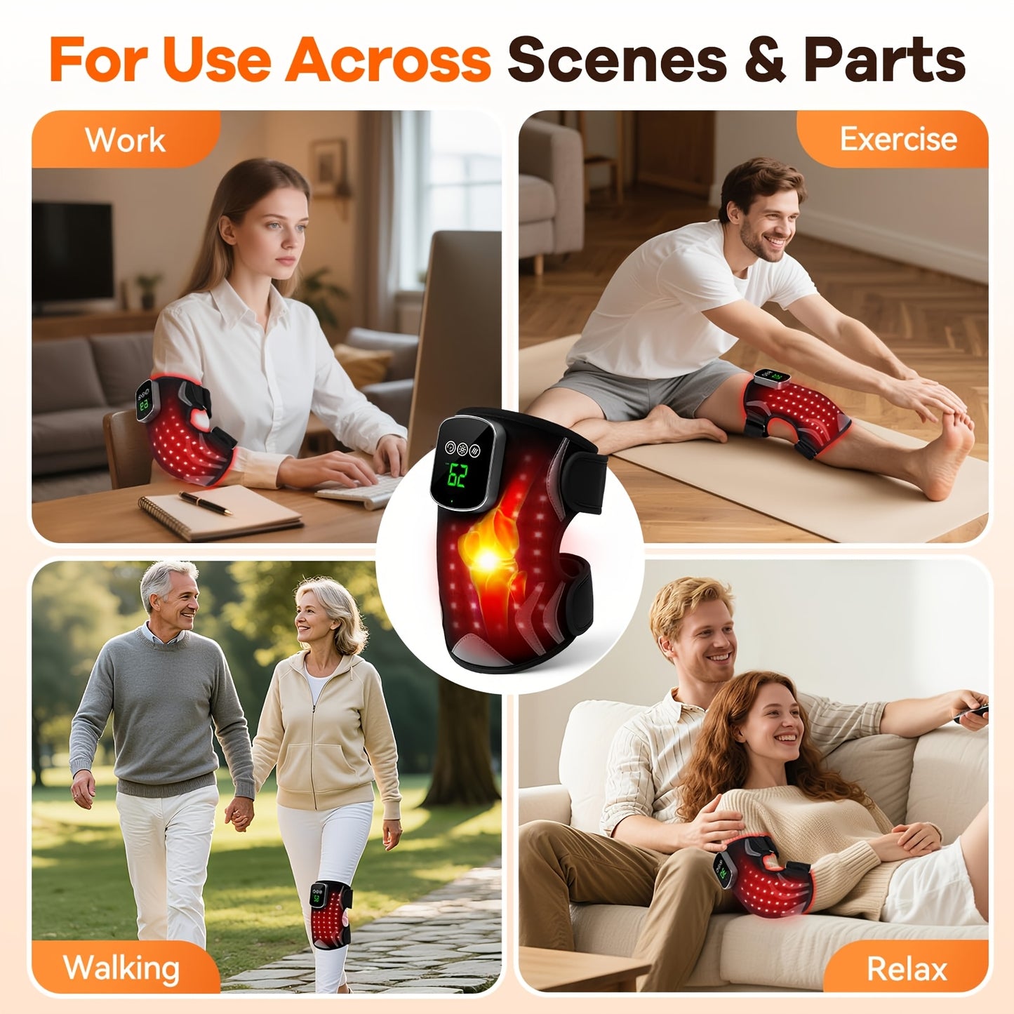 Heated Knee Massager with Vibration - Warming Knee Support Cushion