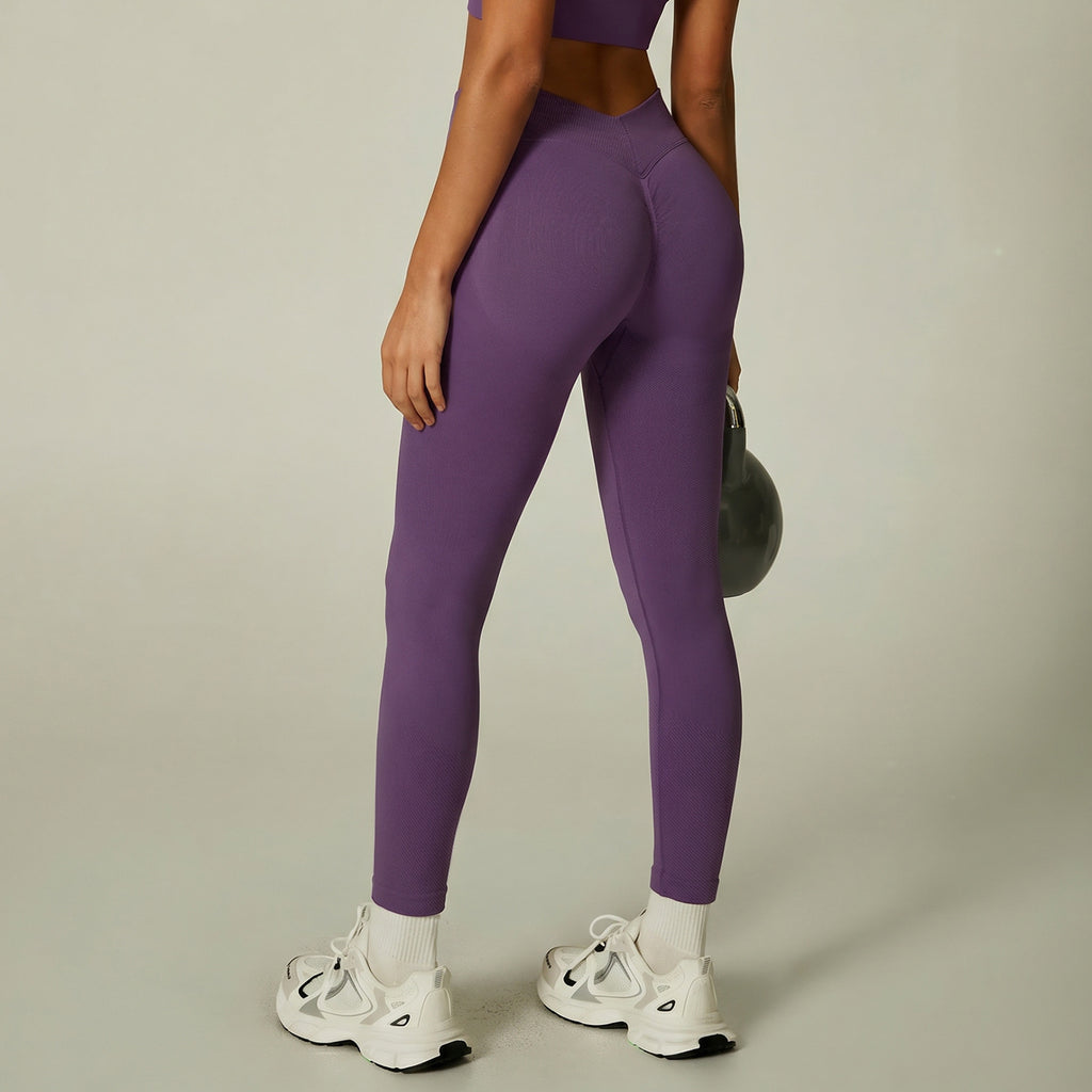 Seamless Ribbed Yoga Outfit Set – 2-Piece Activewear