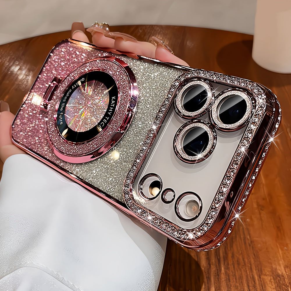 Luxury Bling Glitter Phone Case with Ring Holder for iPhone 17 Pro Max