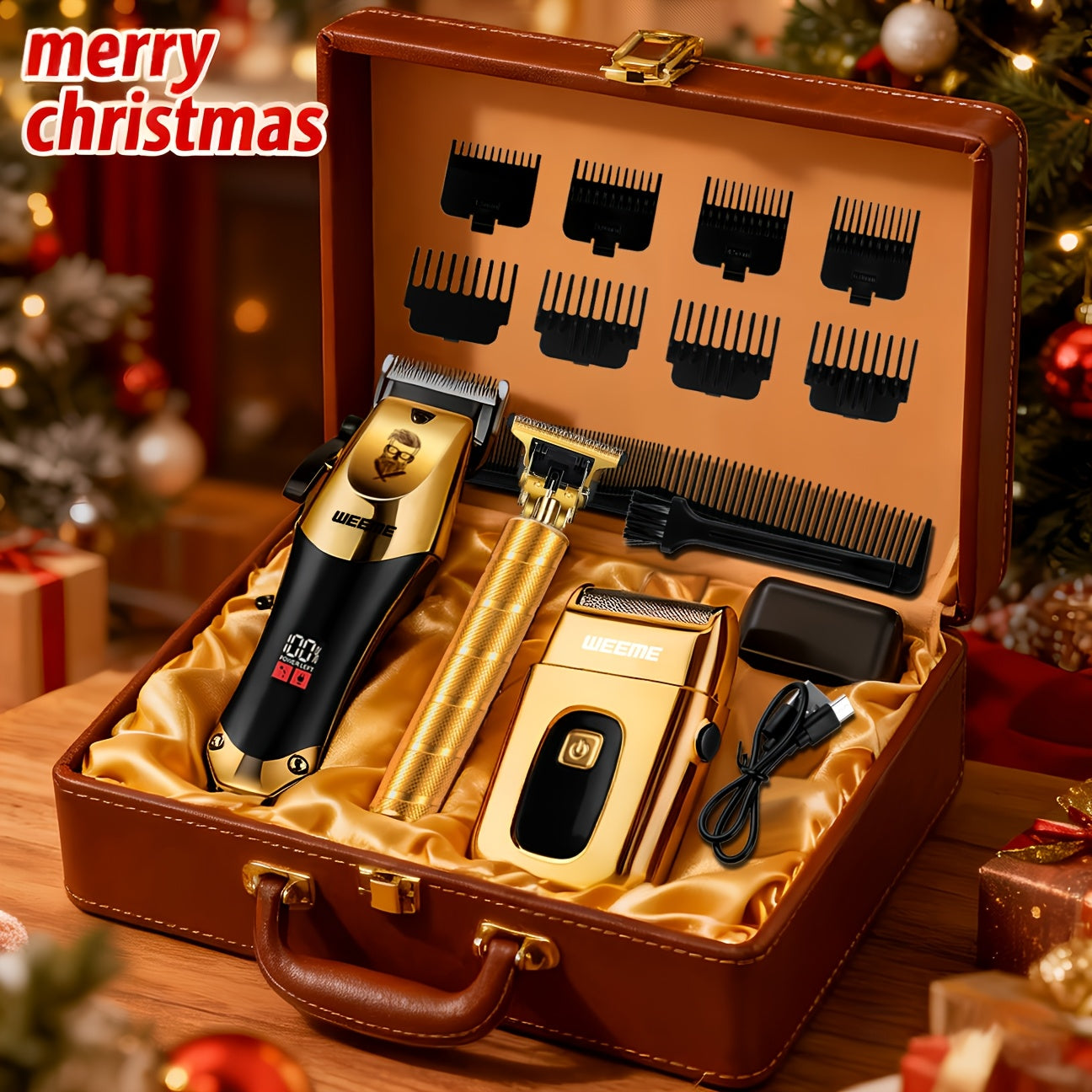 Professional hair clipper set for men with rechargeable battery and USB charging