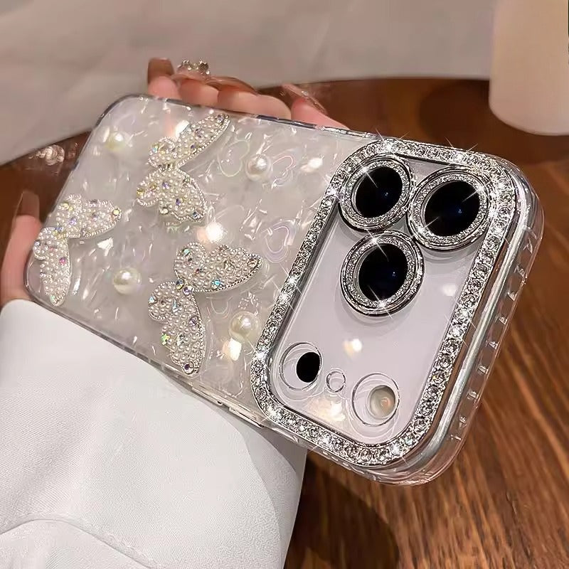 3D Pearl iPhone Case - Diamond Lens Protection