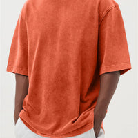 Mens Washed Color Distressed Pullover T-Shirt