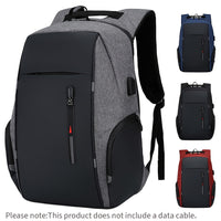 Anti-theft laptop backpack for men with large capacity, USB charging port, waterproof material, and ergonomic design for travel and business use