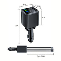 Retractable Car Charger with USB-C Cables